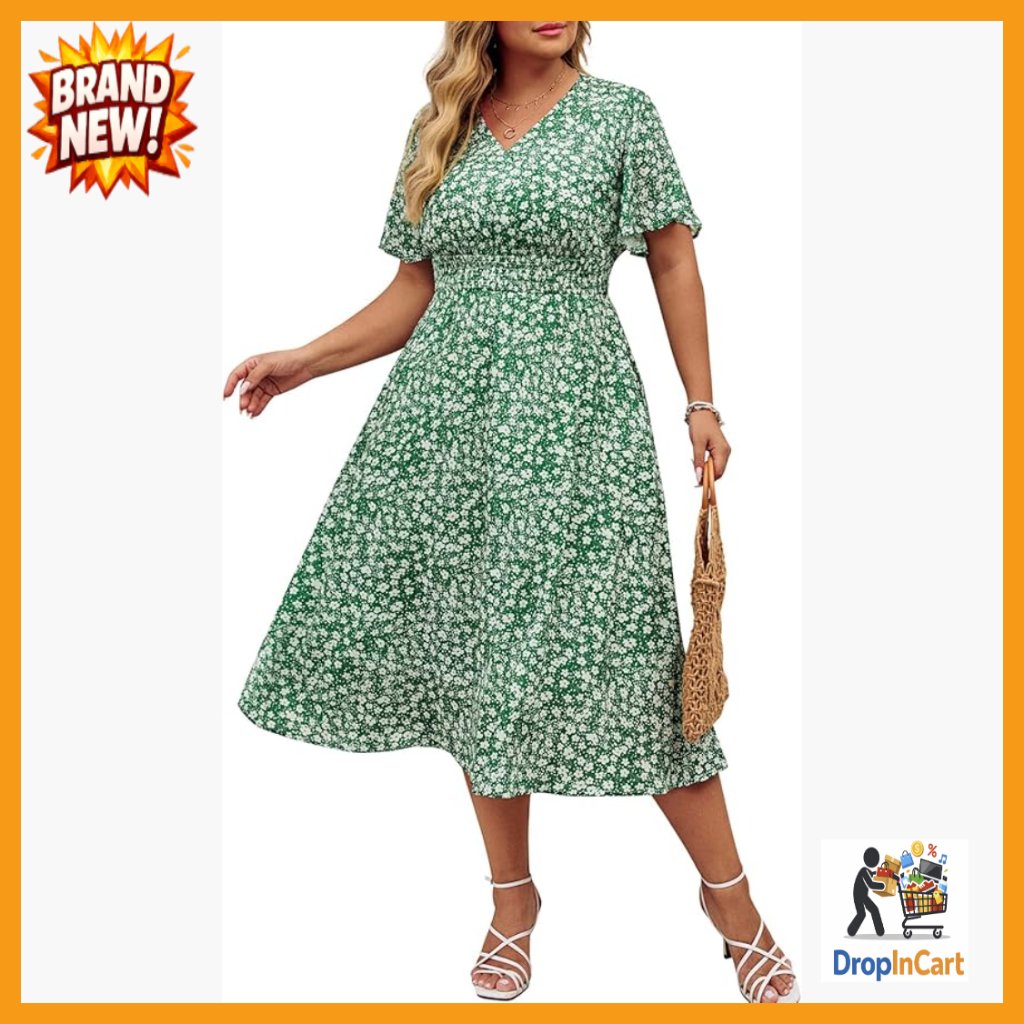 Floral Maxi Dress With Pockets A-Line Swing Fit Casual Summer Sundress